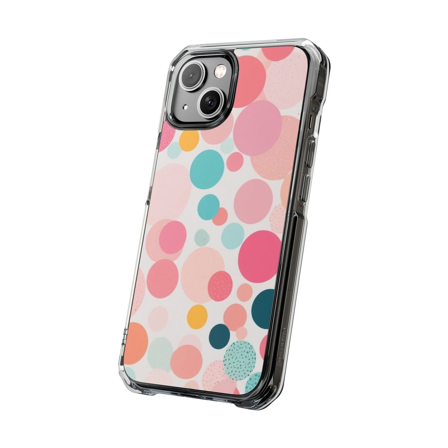 Colorful Polka Dot Magnetic Clear Impact Case for iPhone 16 15 14