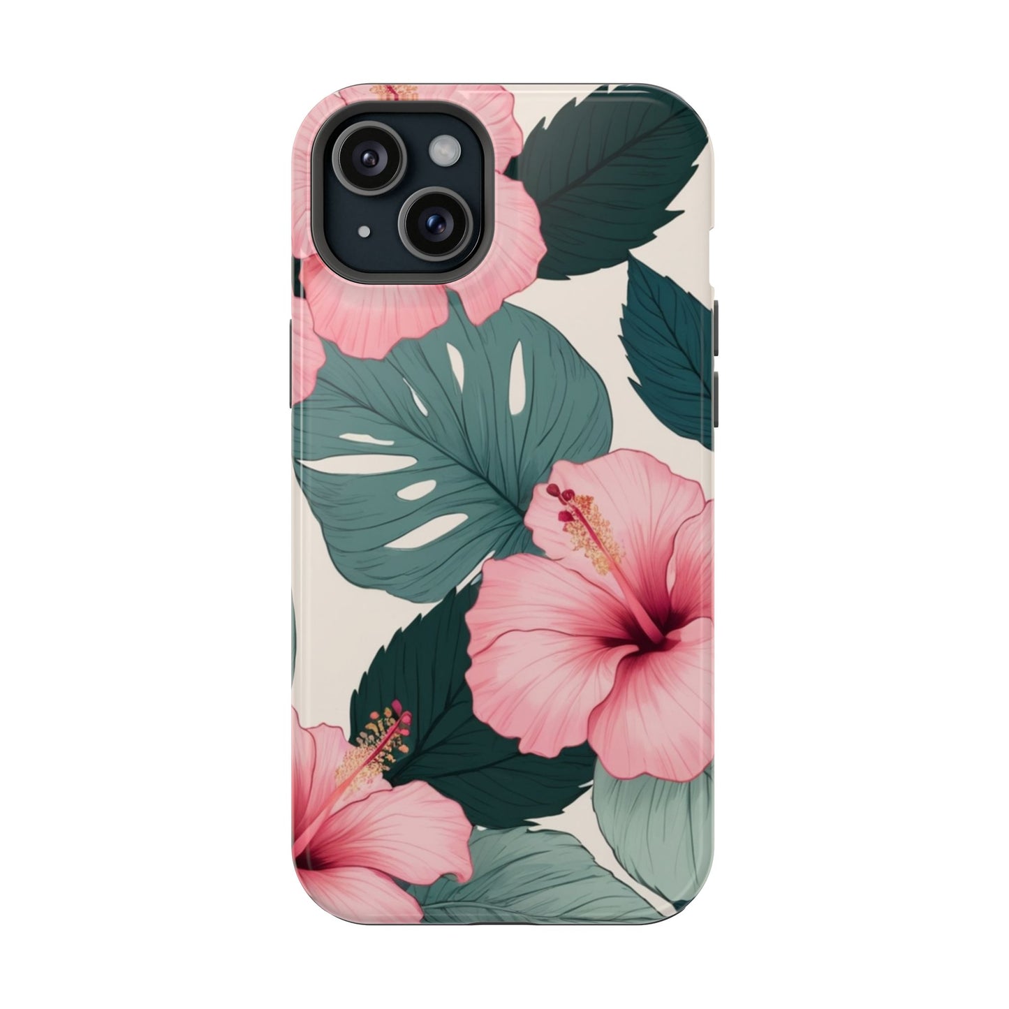 Tropical Hibiscus Magnetic Tough Phone Case for iPhone 13 14 15 16 Models