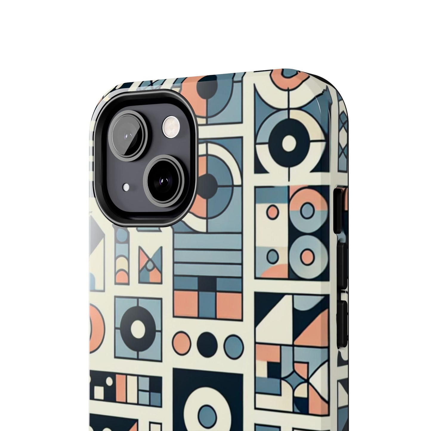 Geometric Print Tough Phone Case for iPhone 16 15 14 13 12 11 X 8 7 Samsung Galaxy S24 S23 S22 S21