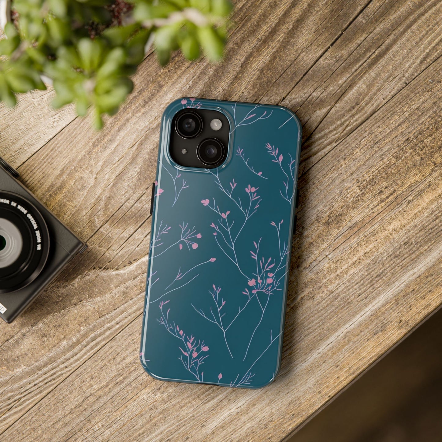 Teal Floral Tough Phone Case