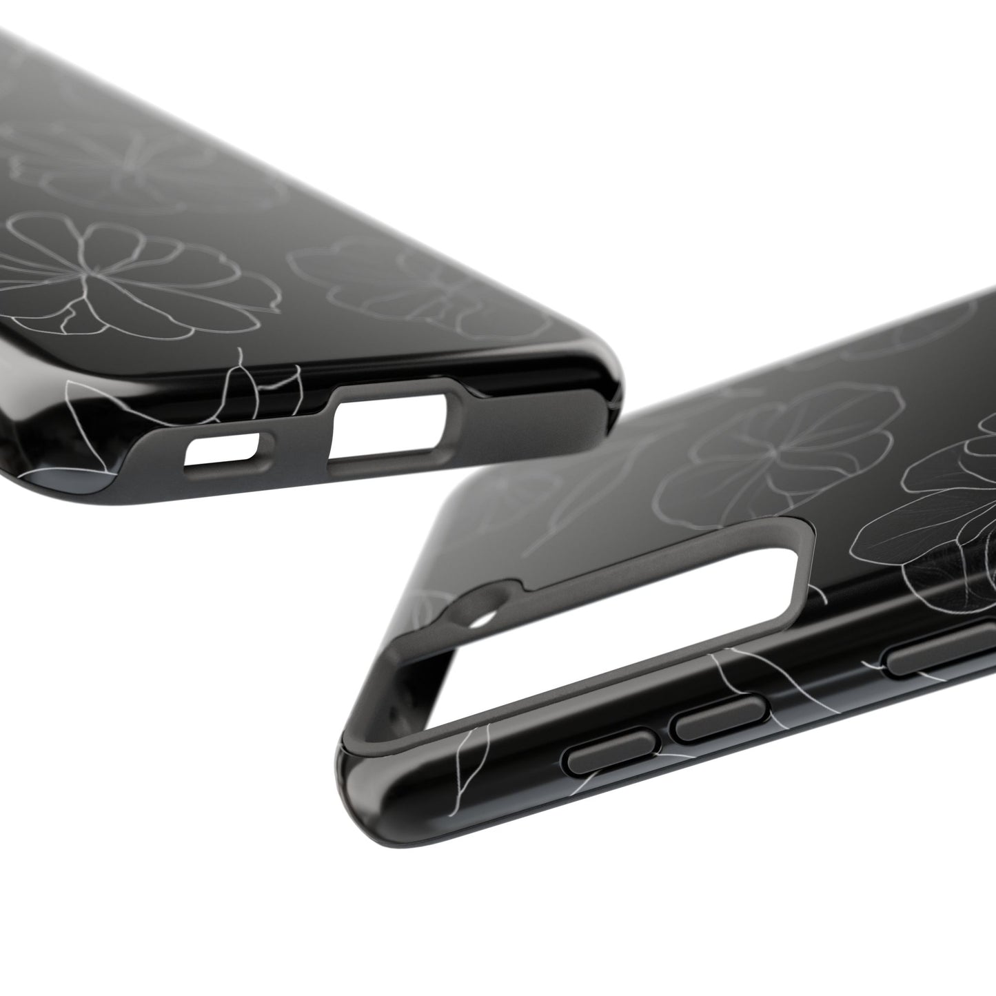 Black Floral Tough Phone Case
