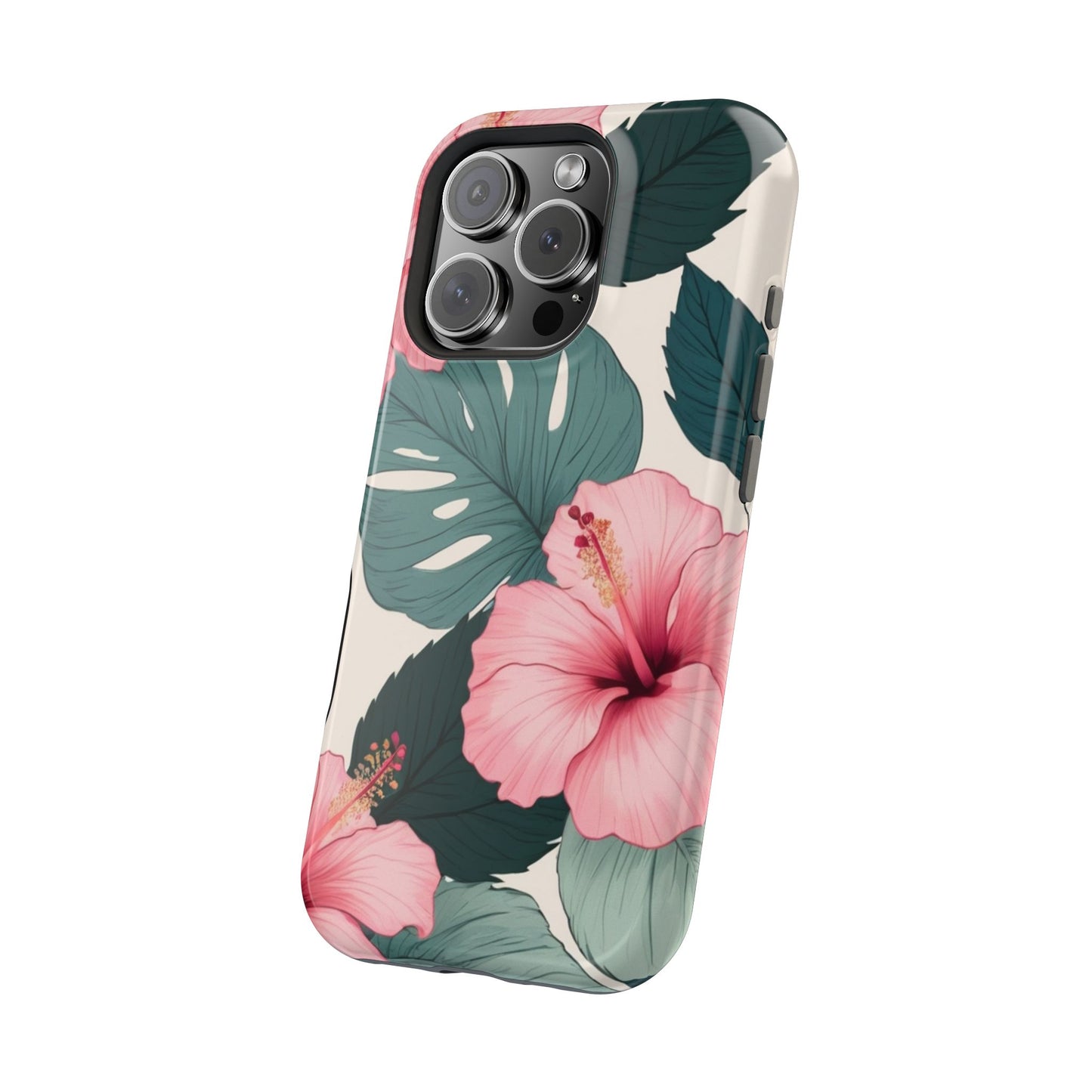 Tropical Hibiscus Magnetic Tough Phone Case for iPhone 13 14 15 16 Models