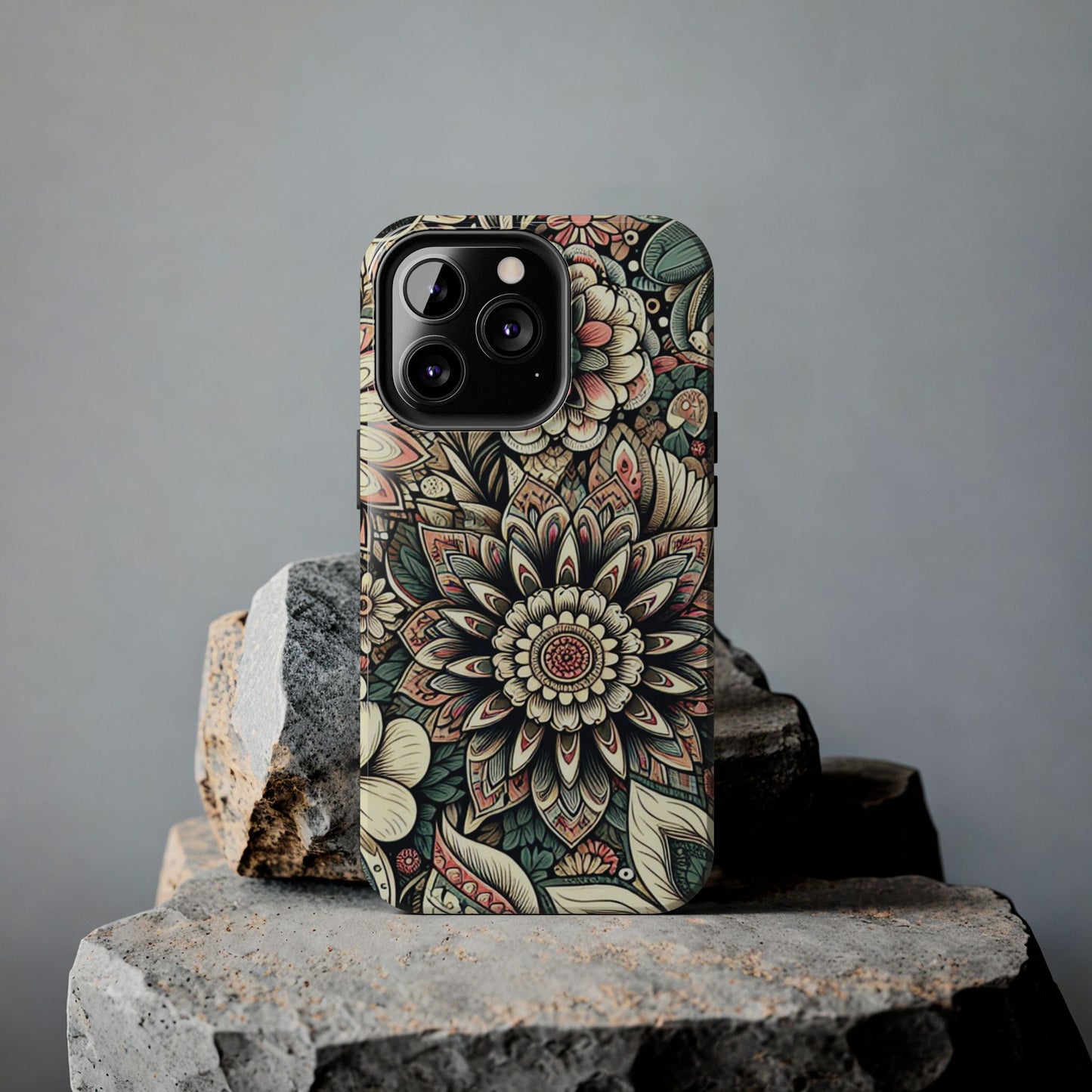 Boho Floral Tough Case for iPhone 16 15 14 13 12 11 X 8 7 Samsung Galaxy S24 S23 S22 S21