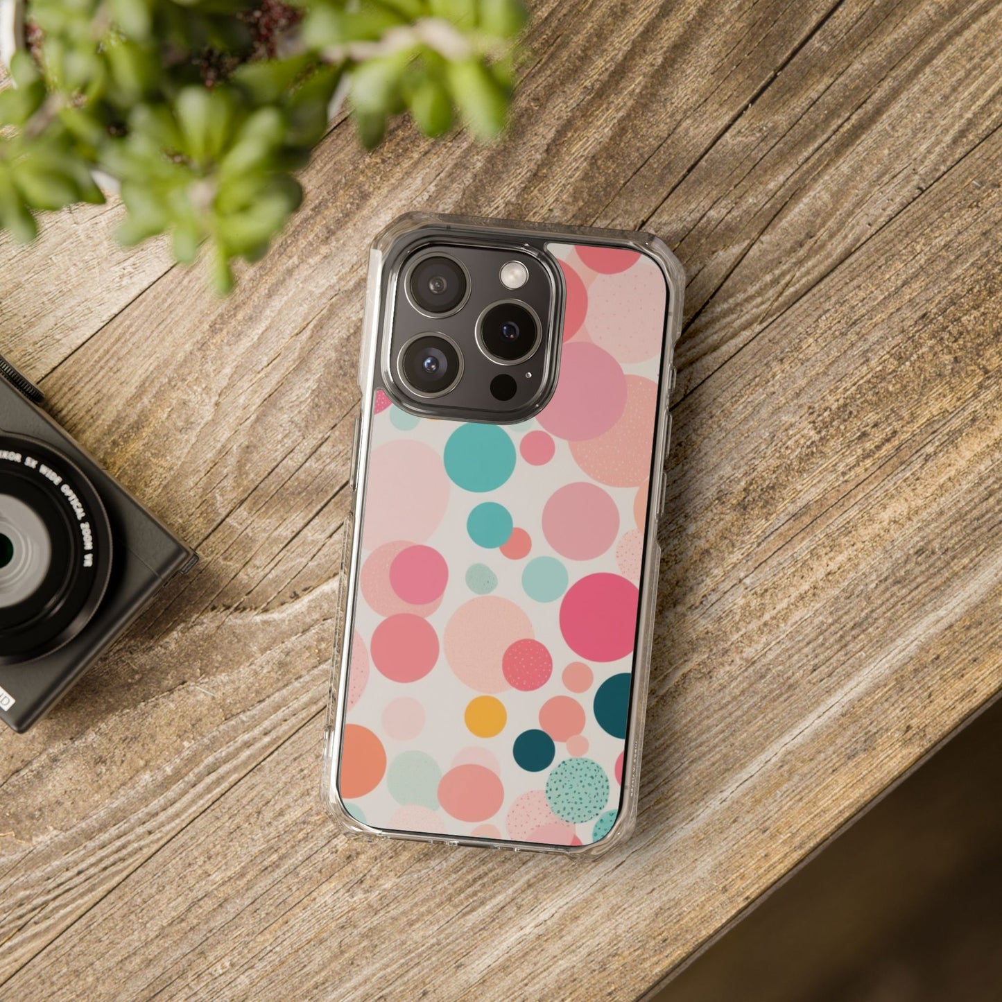 Colorful Polka Dot Magnetic Clear Impact Case for iPhone 16 15 14