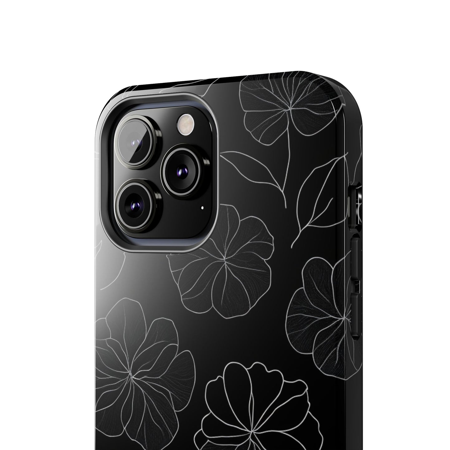 Black Floral Tough Phone Case
