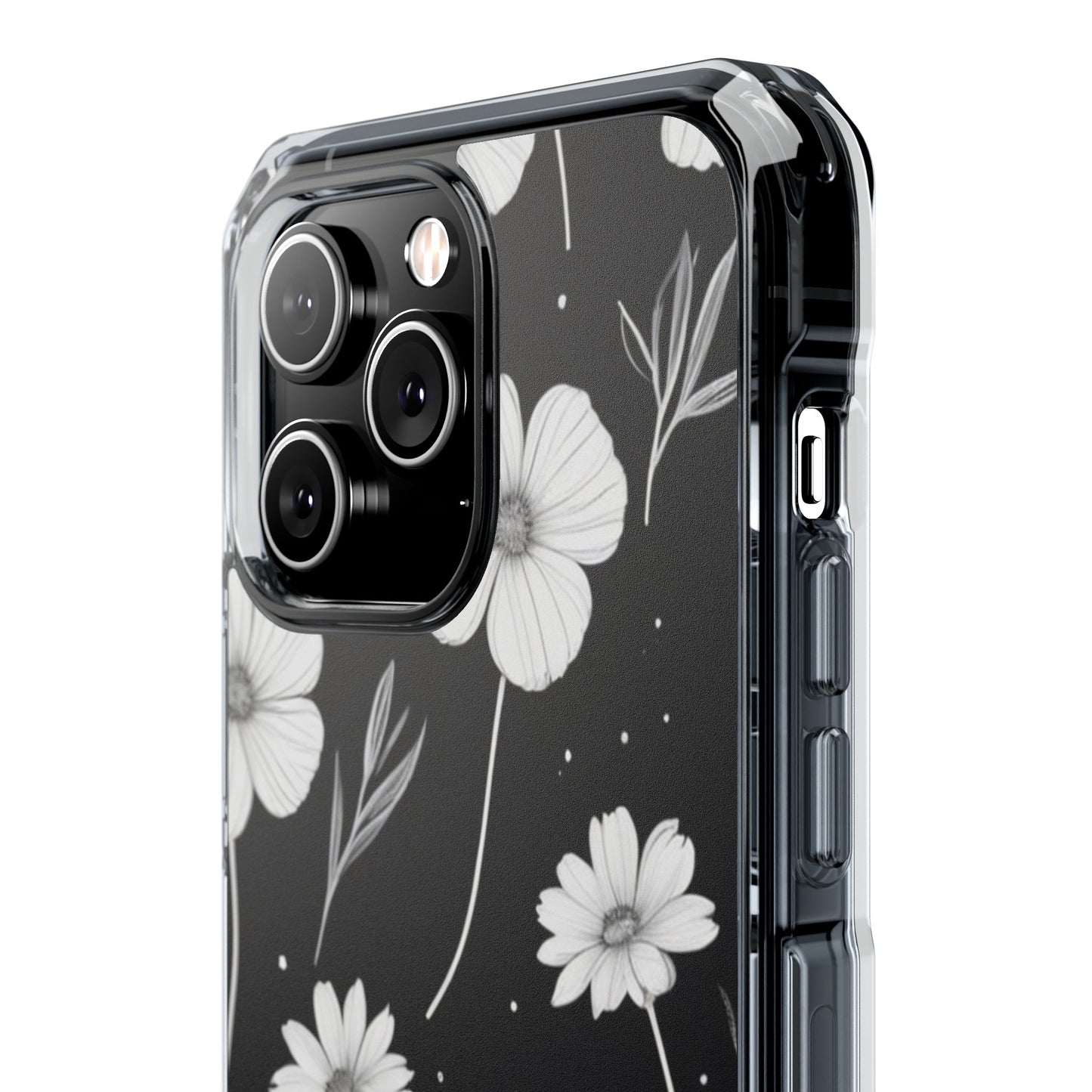Elegant Floral Magnetic Clear Impact Case for iPhone 16 15 14
