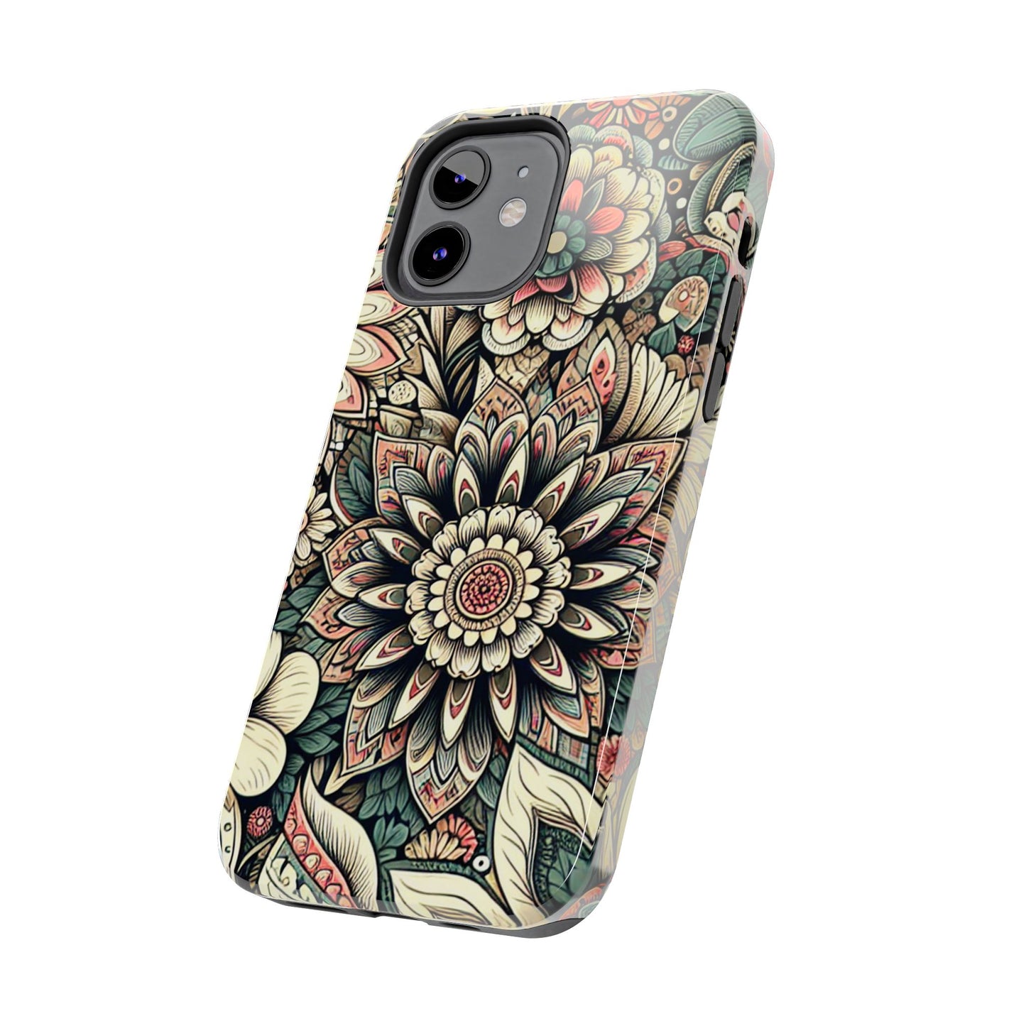 Boho Floral Tough Case for iPhone 16 15 14 13 12 11 X 8 7 Samsung Galaxy S24 S23 S22 S21