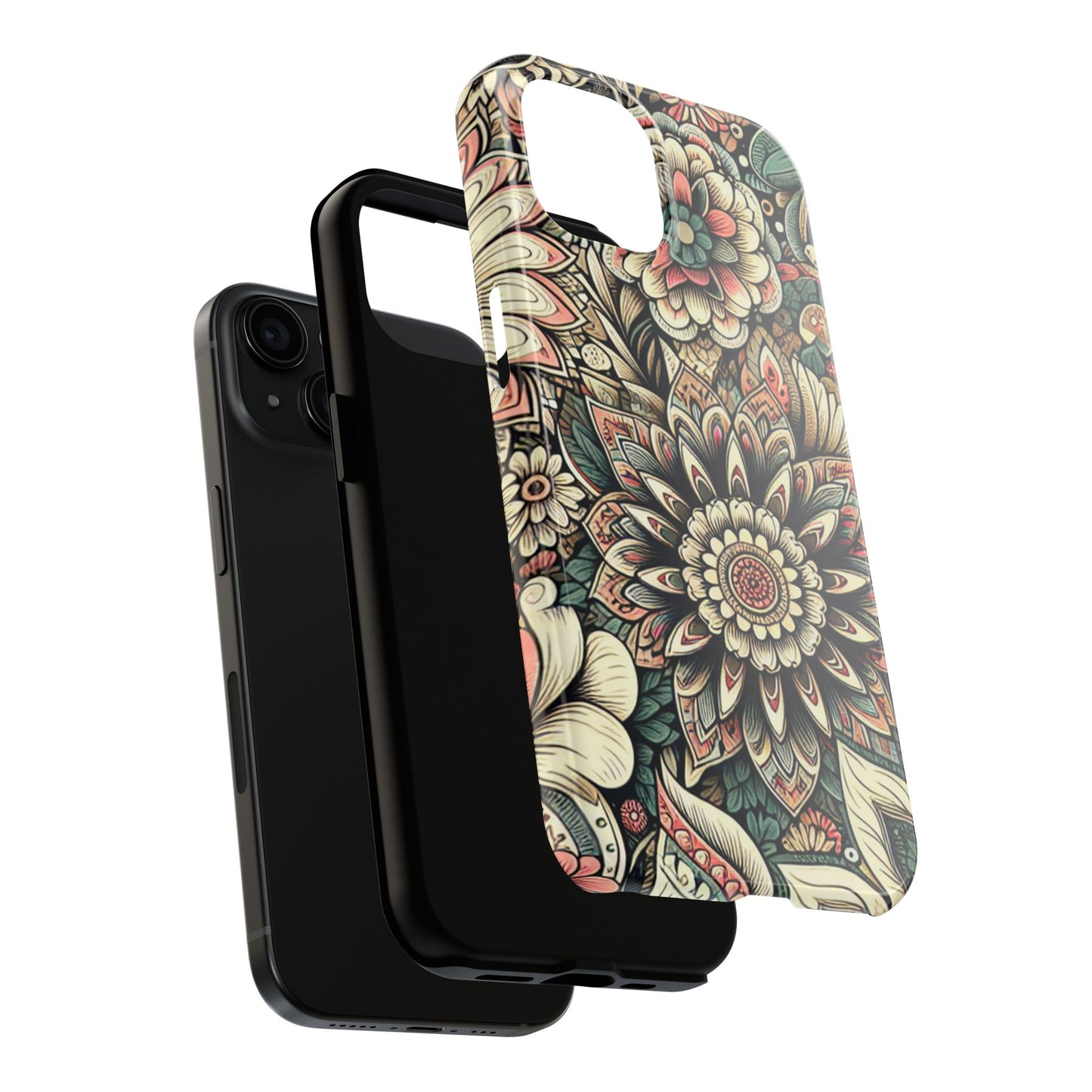 Boho Floral Tough Case for iPhone 16 15 14 13 12 11 X 8 7 Samsung Galaxy S24 S23 S22 S21