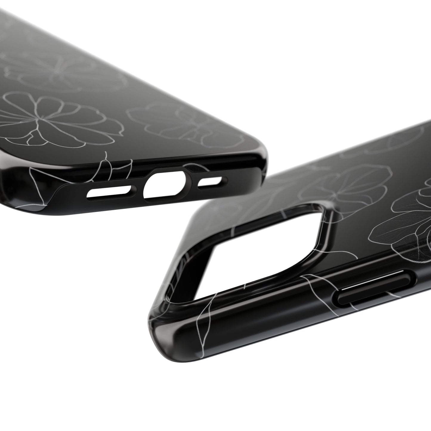 Black Floral Tough Phone Case