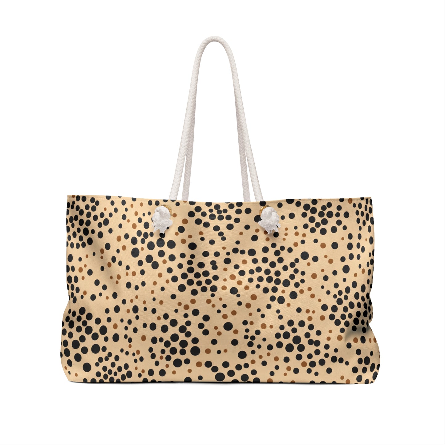 Tan and Black Polka Dot Weekender Bag