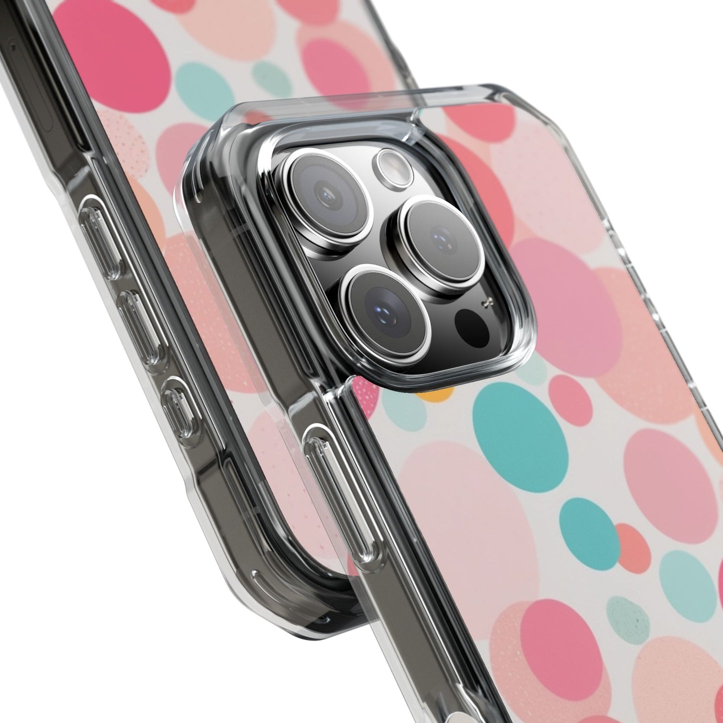 Colorful Polka Dot Magnetic Clear Impact Case for iPhone 16 15 14