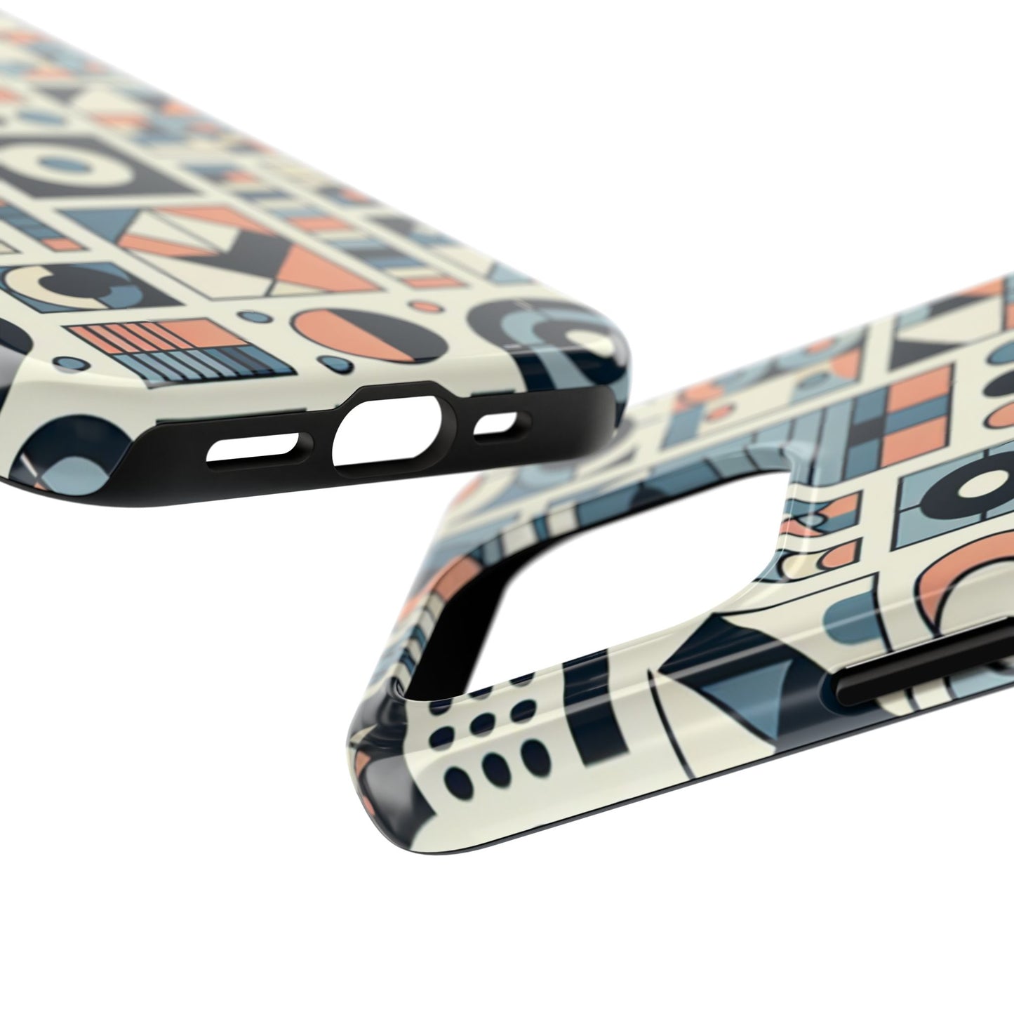 Geometric Print Tough Phone Case for iPhone 16 15 14 13 12 11 X 8 7 Samsung Galaxy S24 S23 S22 S21