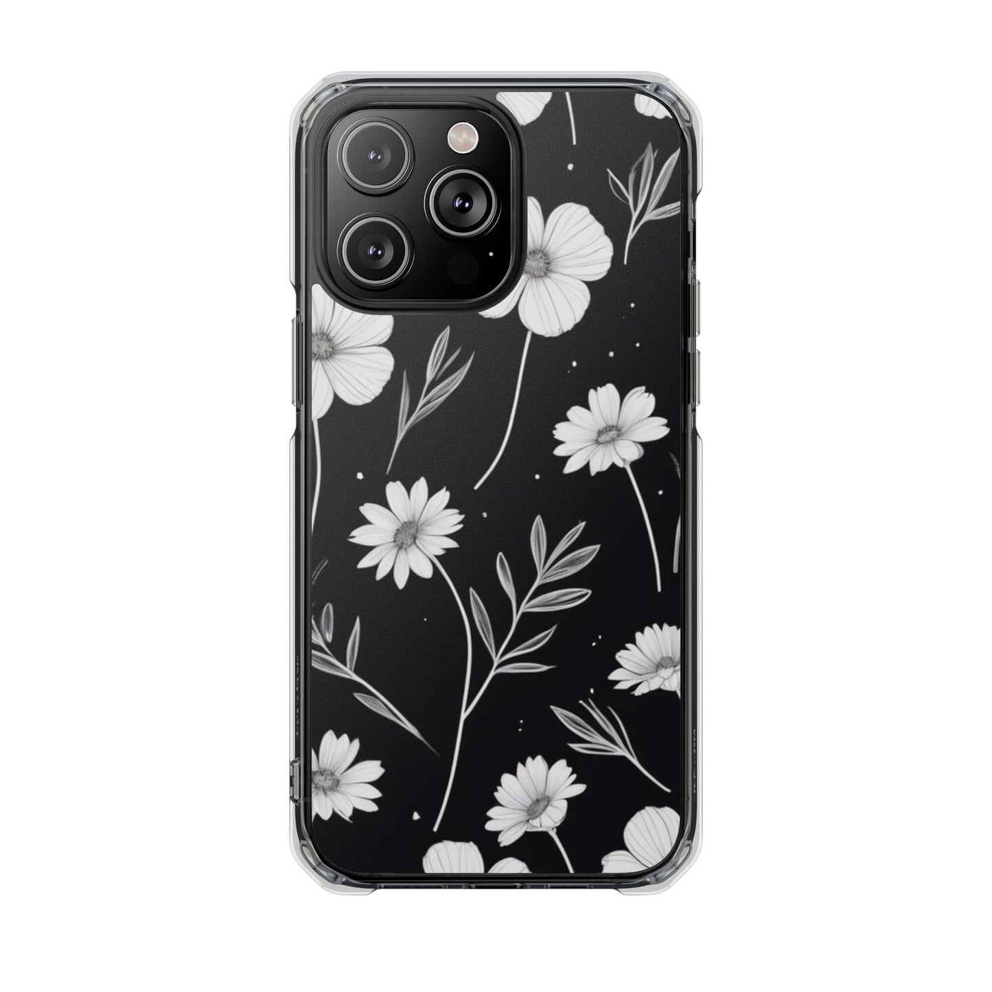 Elegant Floral Magnetic Clear Impact Case for iPhone 16 15 14