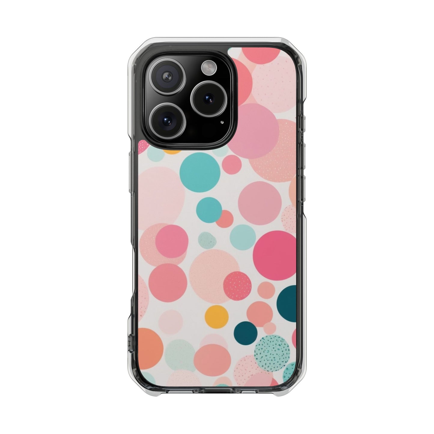 Colorful Polka Dot Magnetic Clear Impact Case for iPhone 16 15 14