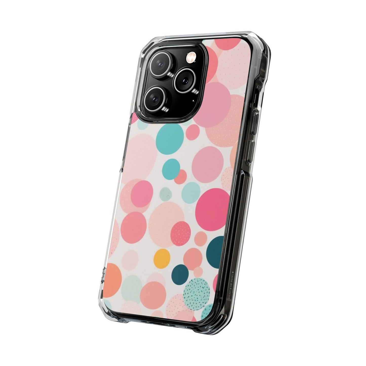 Colorful Polka Dot Magnetic Clear Impact Case for iPhone 16 15 14