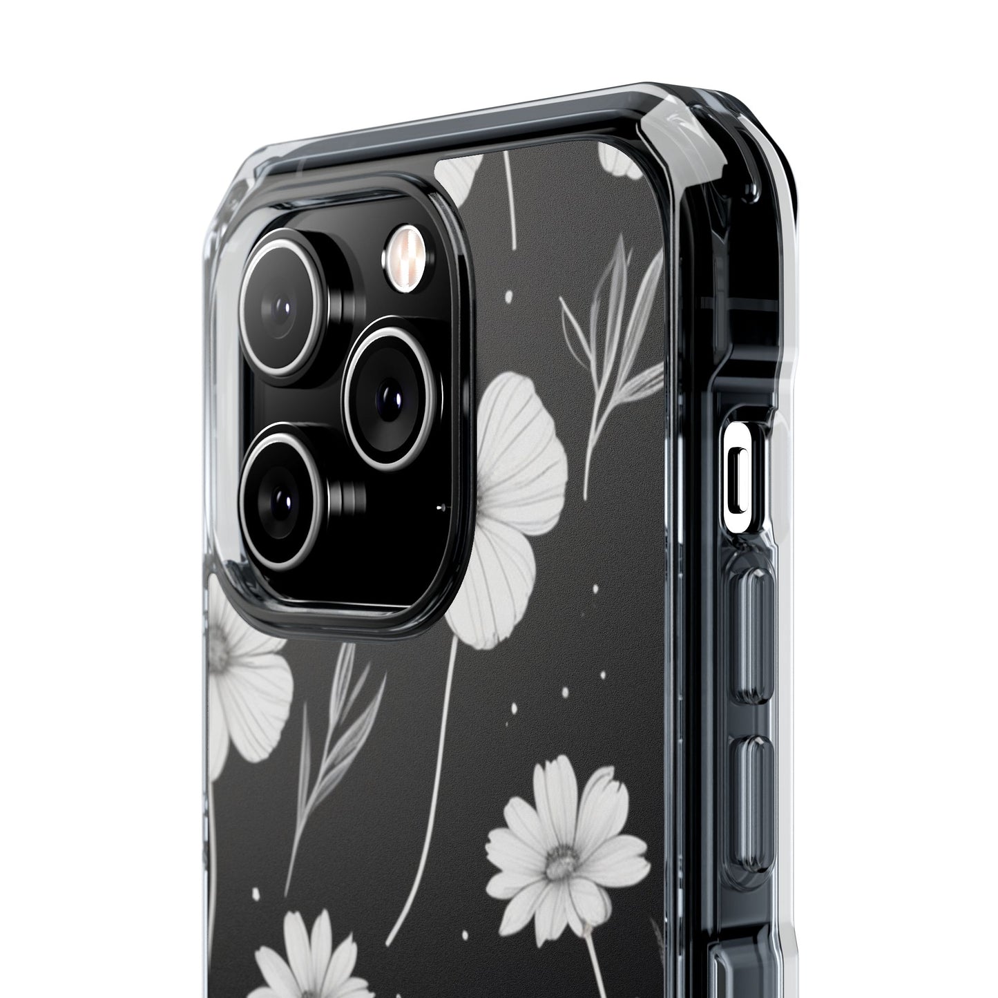 Elegant Floral Magnetic Clear Impact Case for iPhone 16 15 14