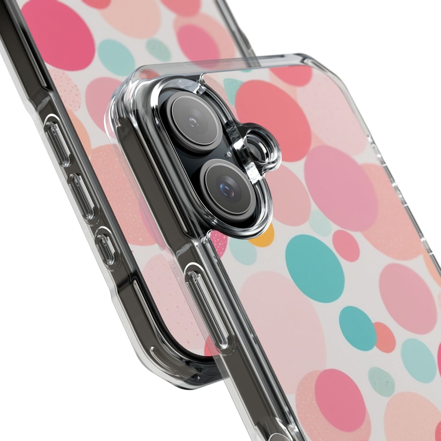 Colorful Polka Dot Magnetic Clear Impact Case for iPhone 16 15 14
