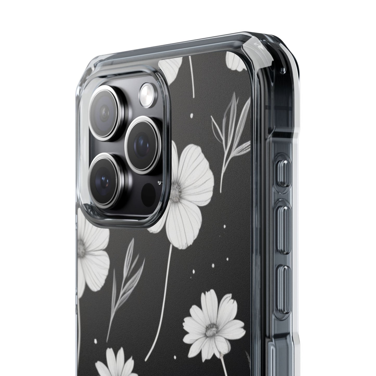 Elegant Floral Magnetic Clear Impact Case for iPhone 16 15 14