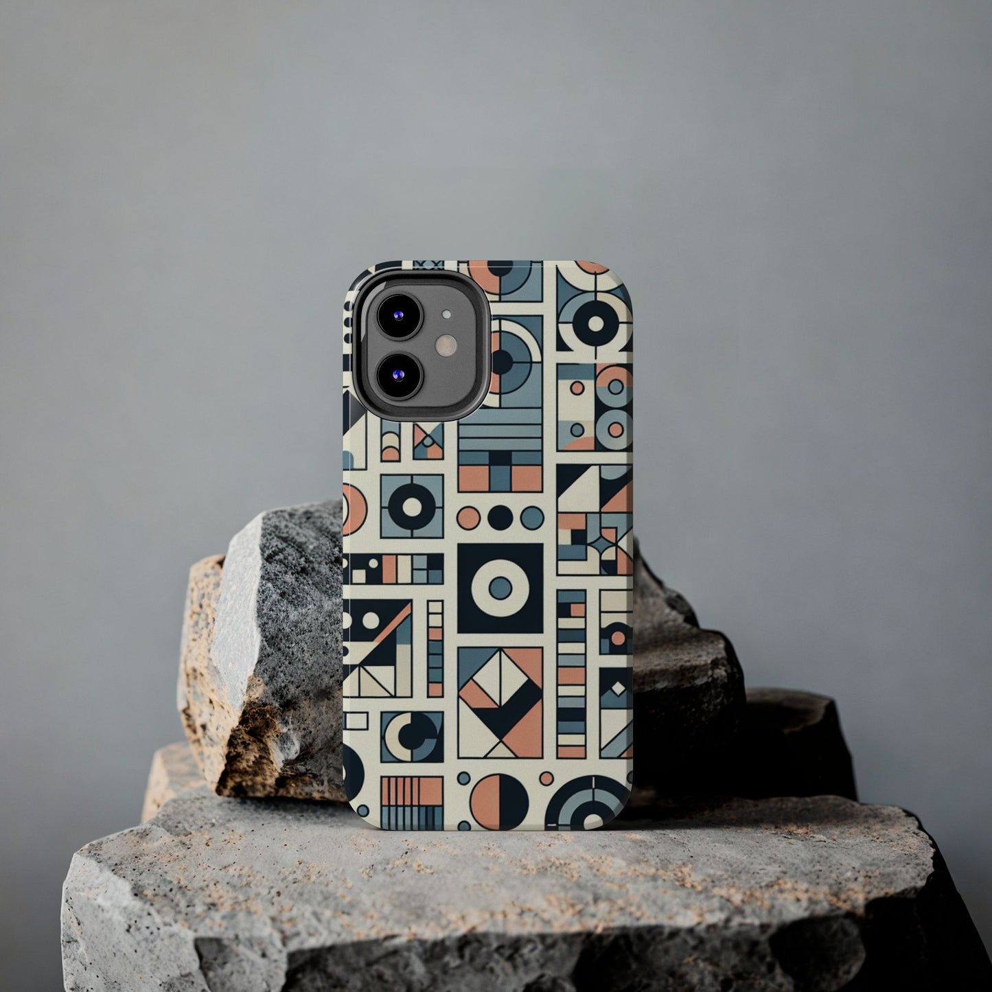 Geometric Print Tough Phone Case for iPhone 16 15 14 13 12 11 X 8 7 Samsung Galaxy S24 S23 S22 S21