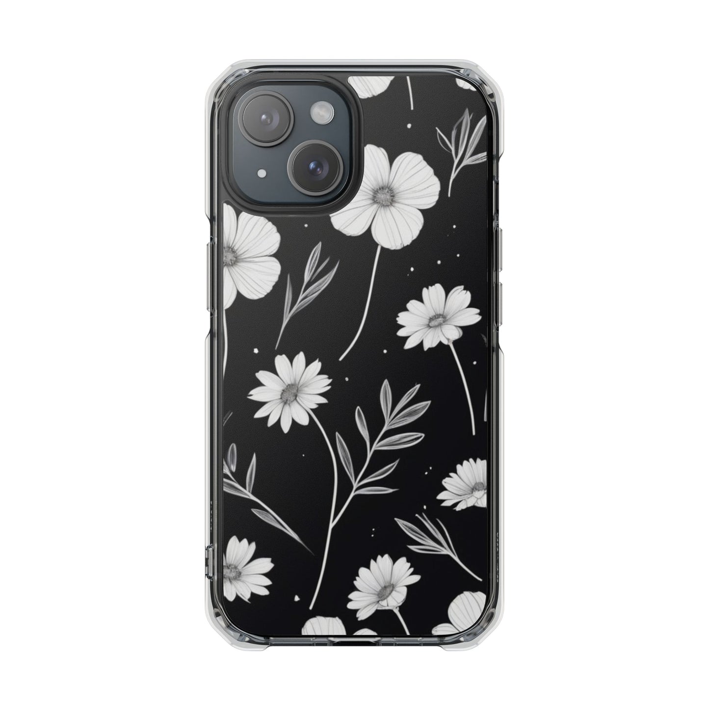 Elegant Floral Magnetic Clear Impact Case for iPhone 16 15 14