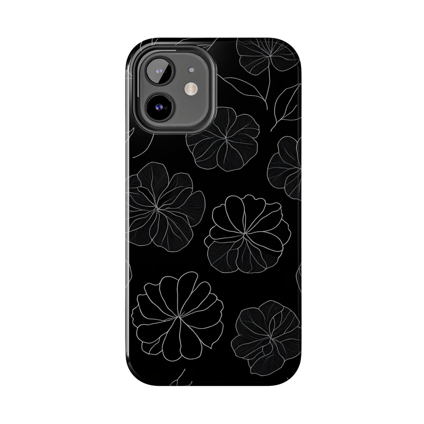 Black Floral Tough Phone Case