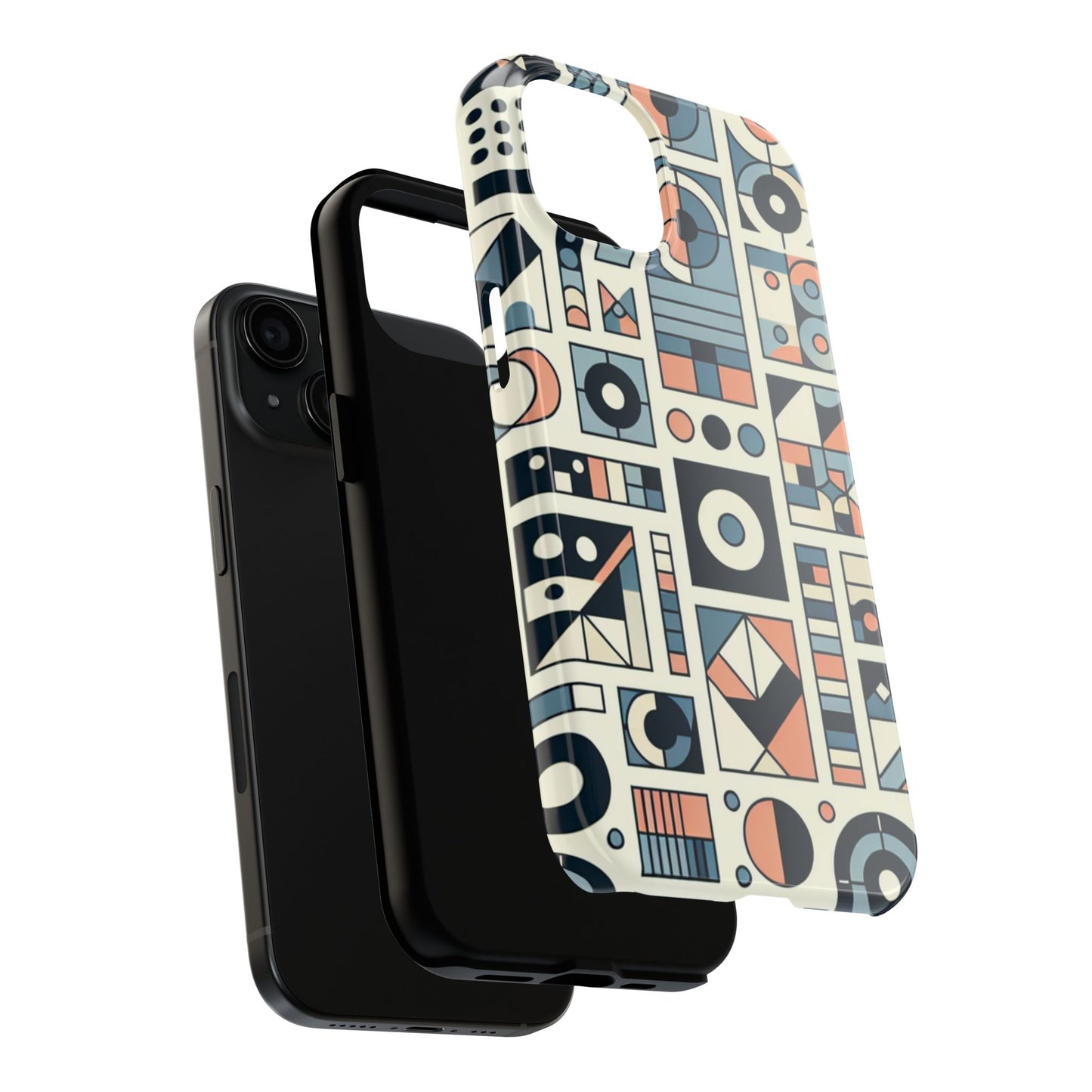 Geometric Print Tough Phone Case for iPhone 16 15 14 13 12 11 X 8 7 Samsung Galaxy S24 S23 S22 S21