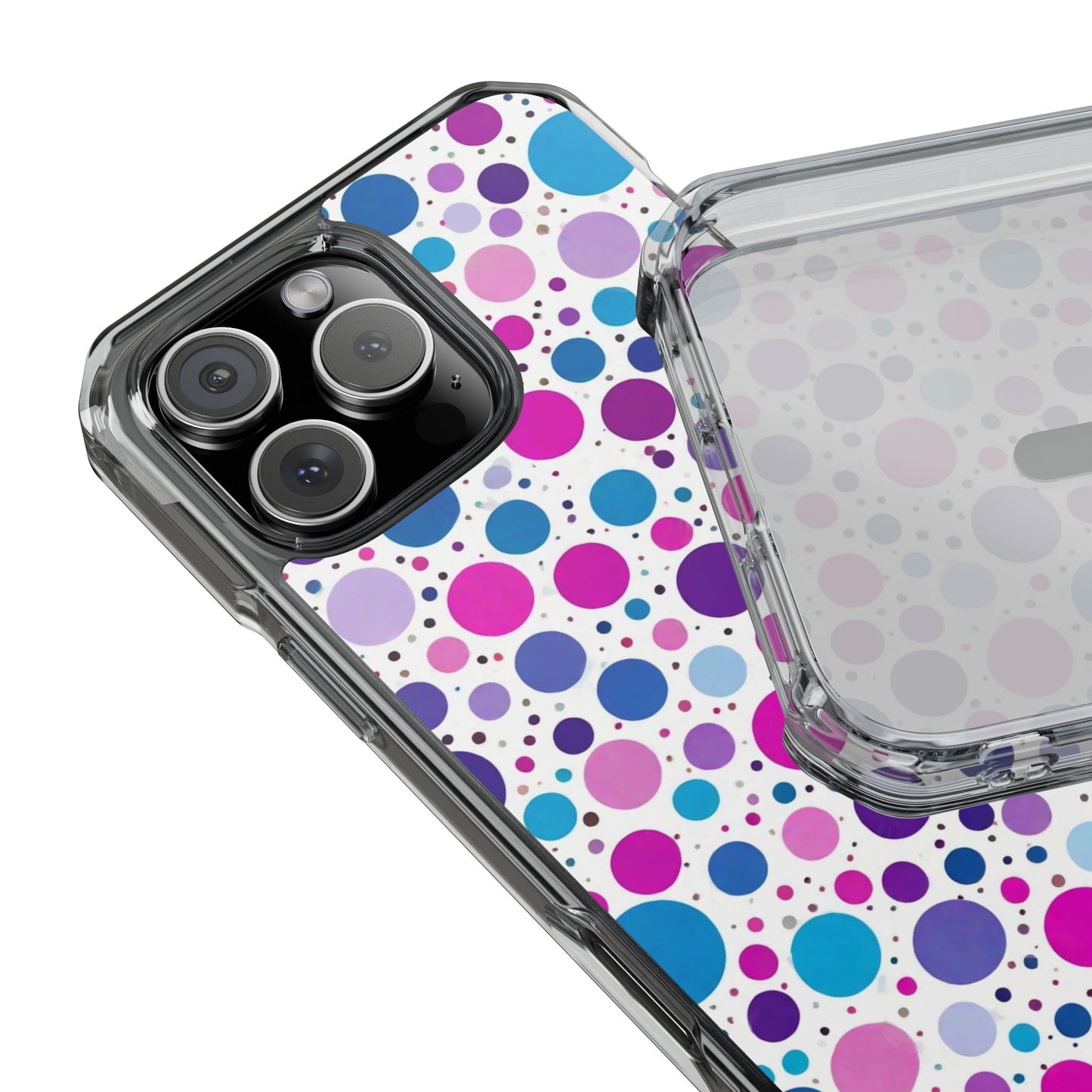 Polka Dot Design Magnetic Clear Impact Case for iPhone 16 15 14