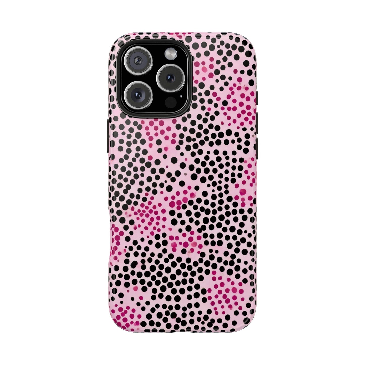 Pink and Black Dot Design Tough Phone Case
