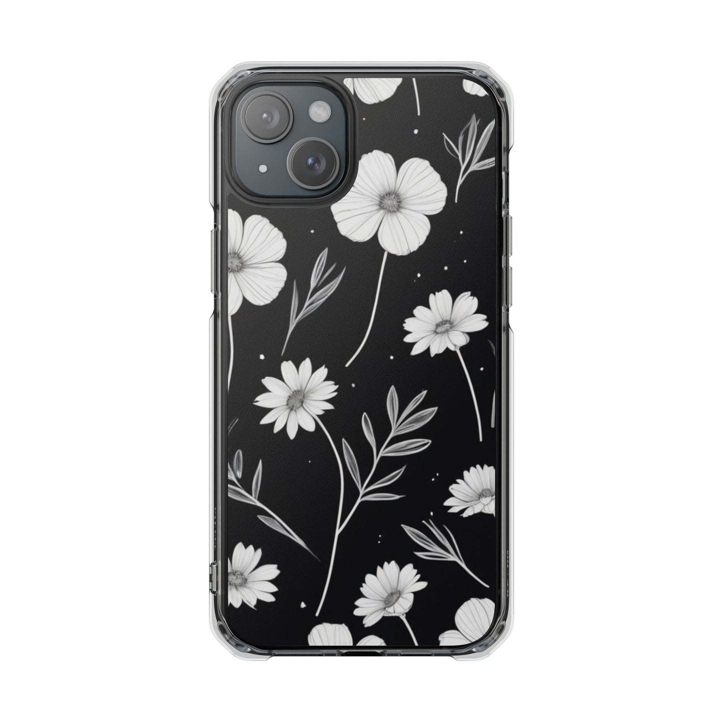 Elegant Floral Magnetic Clear Impact Case for iPhone 16 15 14