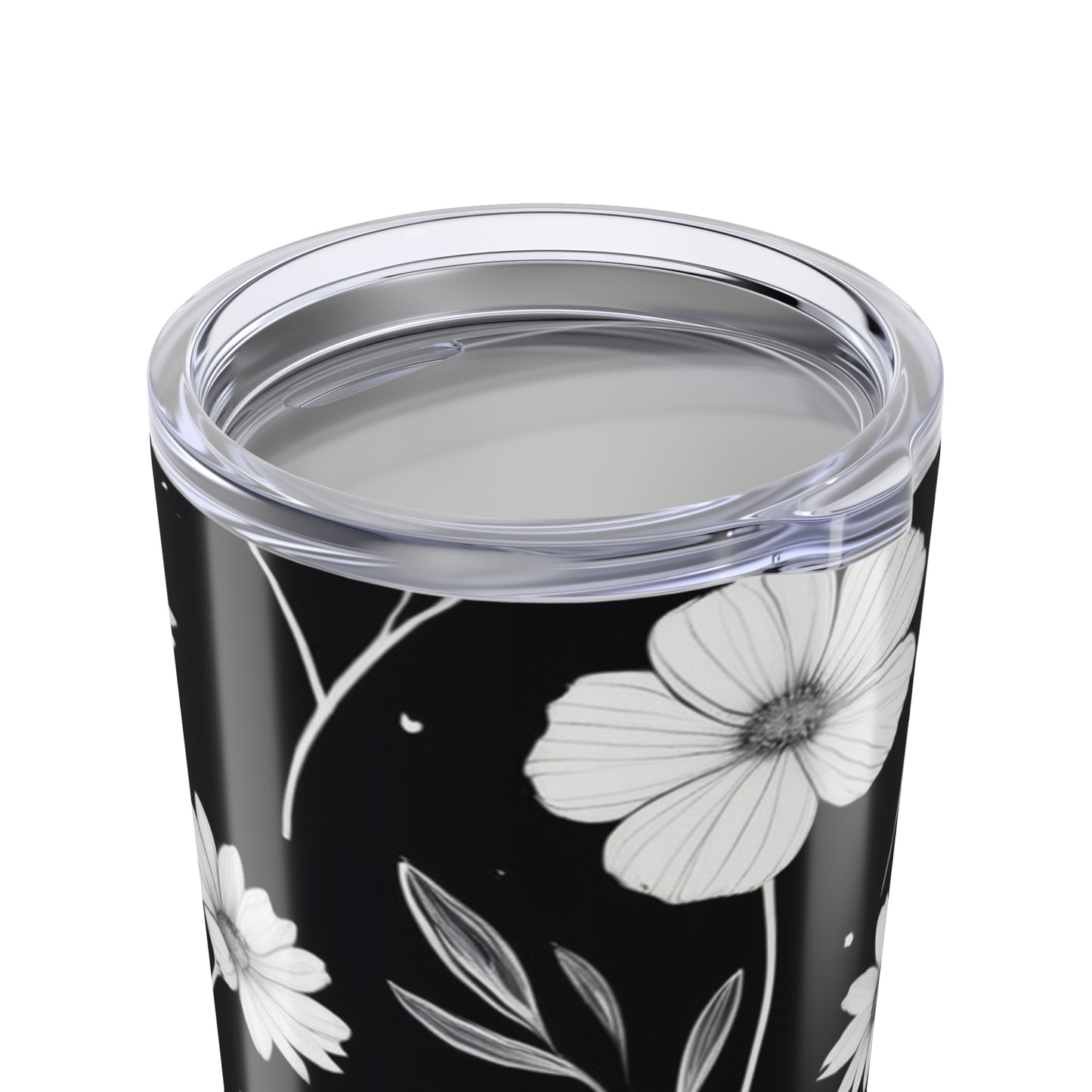 Elegant Floral Black 20oz Tumbler - Insulated Travel Mug for Coffee Lovers