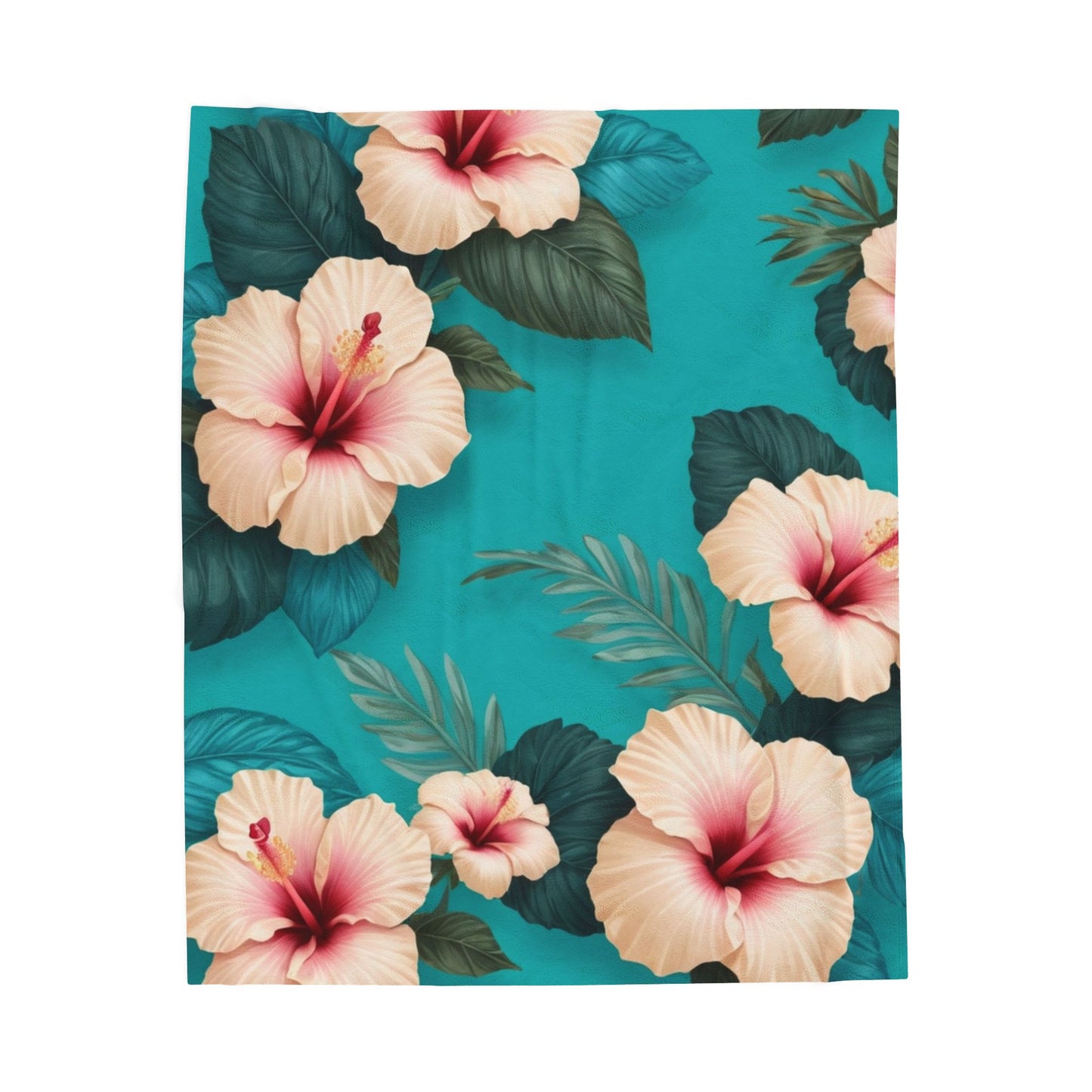 Tropical Floral Velveteen Plush Blanket - Cozy Floral Decor for Home