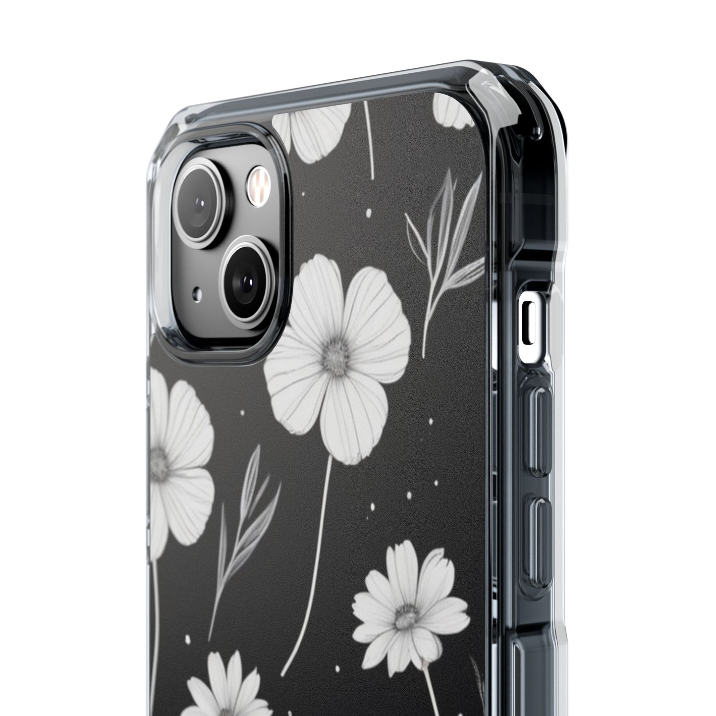 Elegant Floral Magnetic Clear Impact Case for iPhone 16 15 14