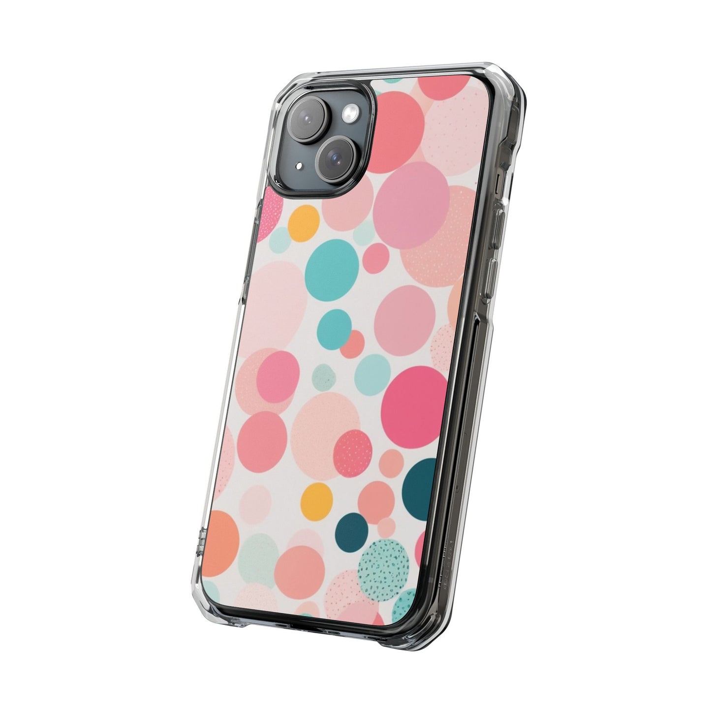 Colorful Polka Dot Magnetic Clear Impact Case for iPhone 16 15 14
