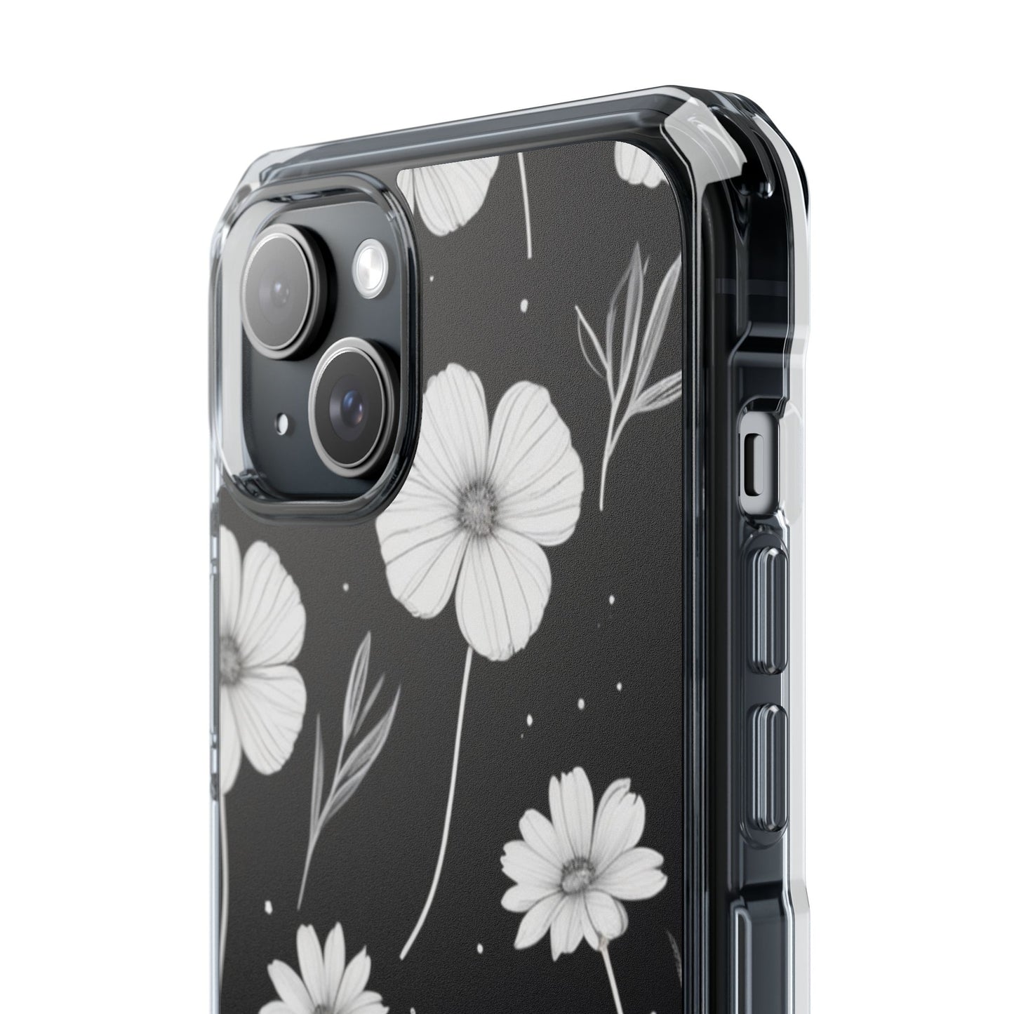 Elegant Floral Magnetic Clear Impact Case for iPhone 16 15 14