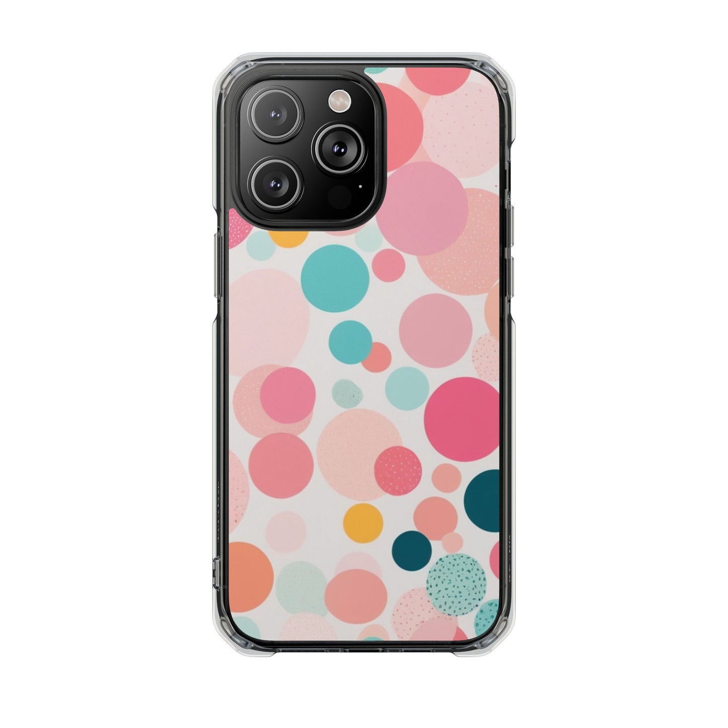 Colorful Polka Dot Magnetic Clear Impact Case for iPhone 16 15 14