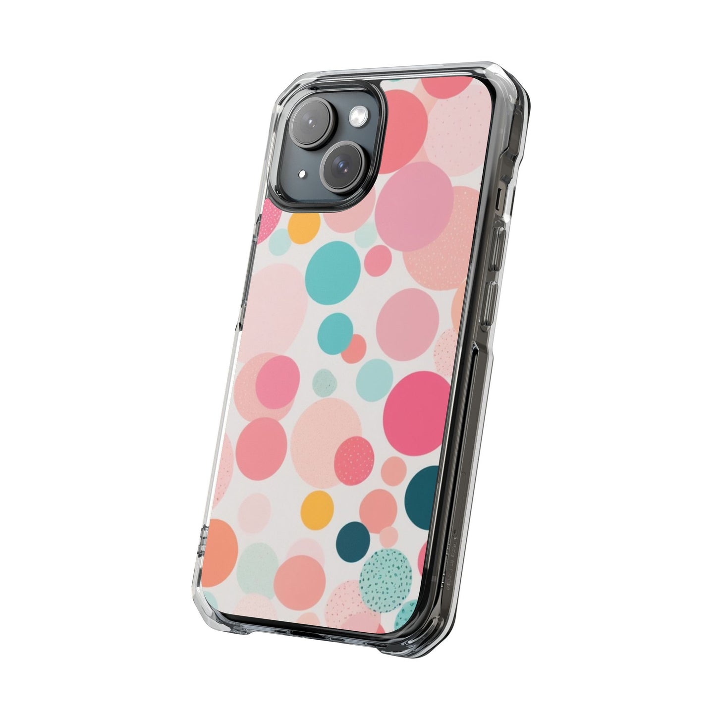 Colorful Polka Dot Magnetic Clear Impact Case for iPhone 16 15 14