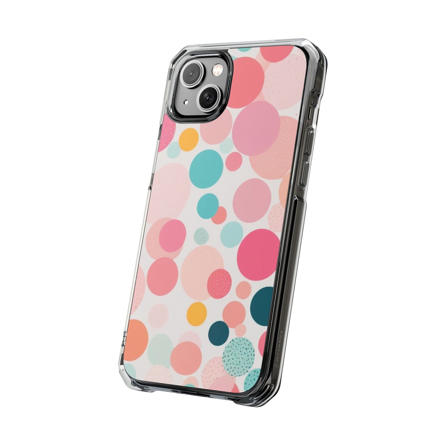 Colorful Polka Dot Magnetic Clear Impact Case for iPhone 16 15 14