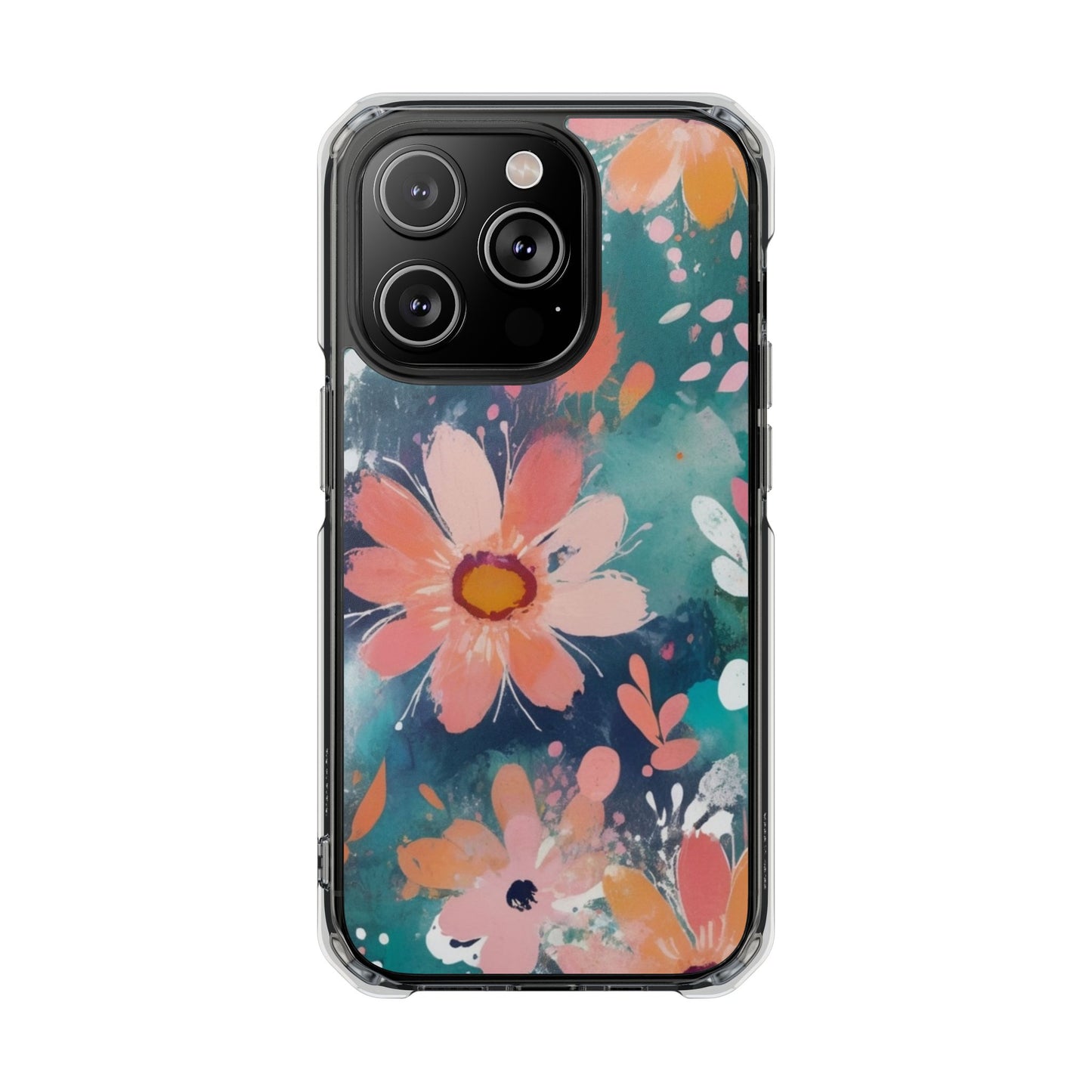 Pastel Floral Magnetic Clear Impact Case for iPhone 16 15 14