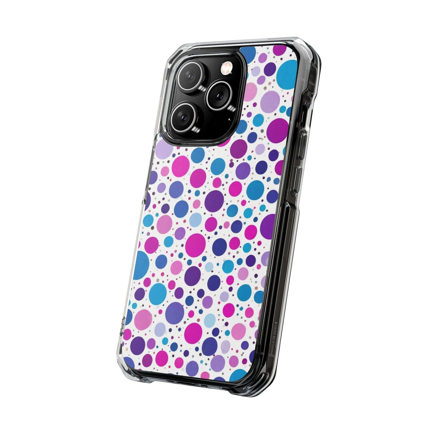 Polka Dot Design Magnetic Clear Impact Case for iPhone 16 15 14
