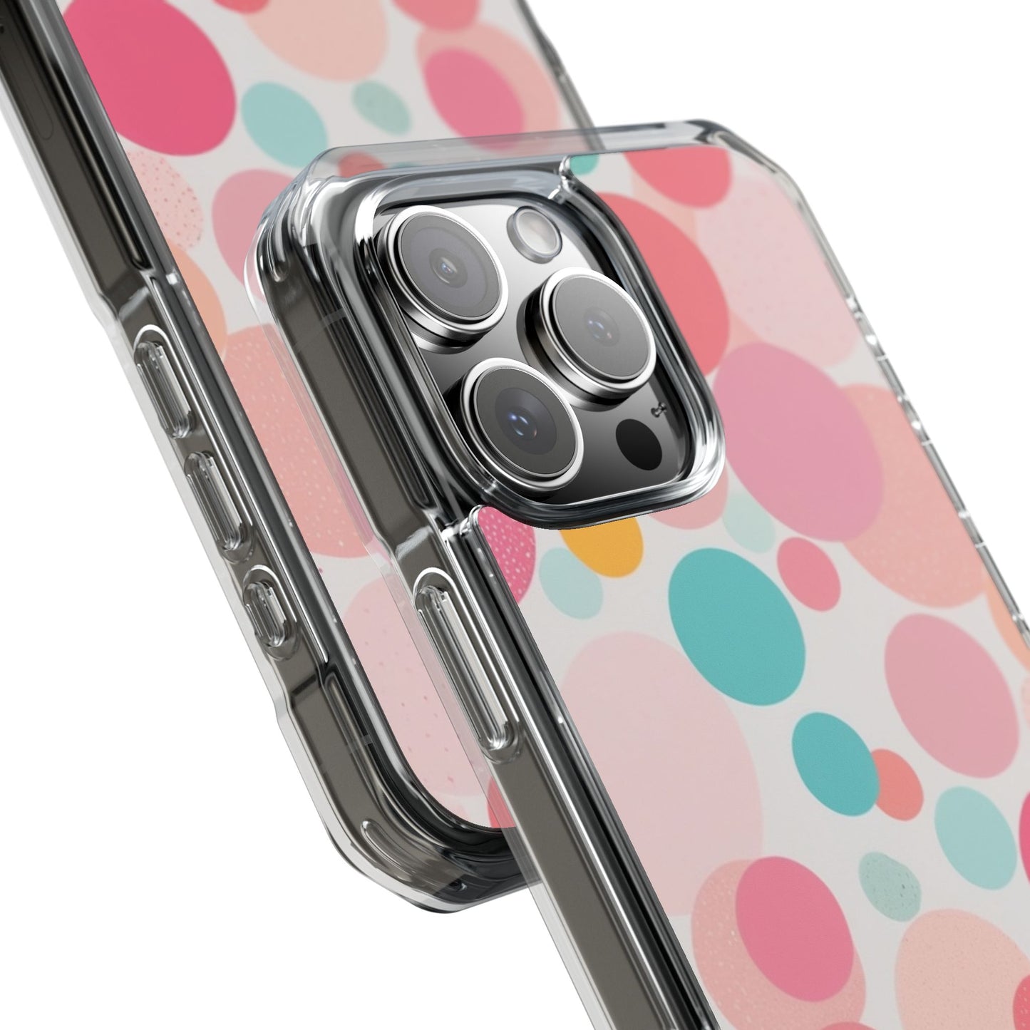 Colorful Polka Dot Magnetic Clear Impact Case for iPhone 16 15 14