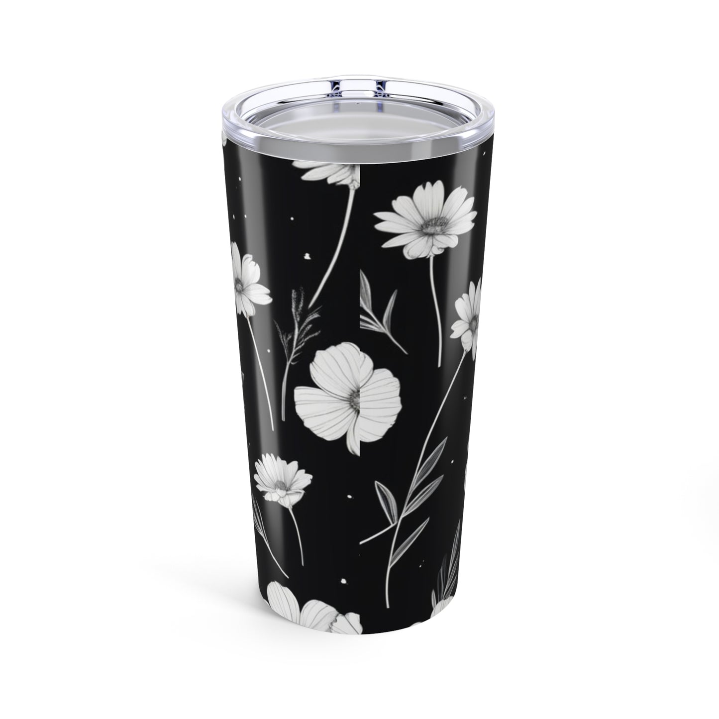 Elegant Floral Black 20oz Tumbler - Insulated Travel Mug for Coffee Lovers
