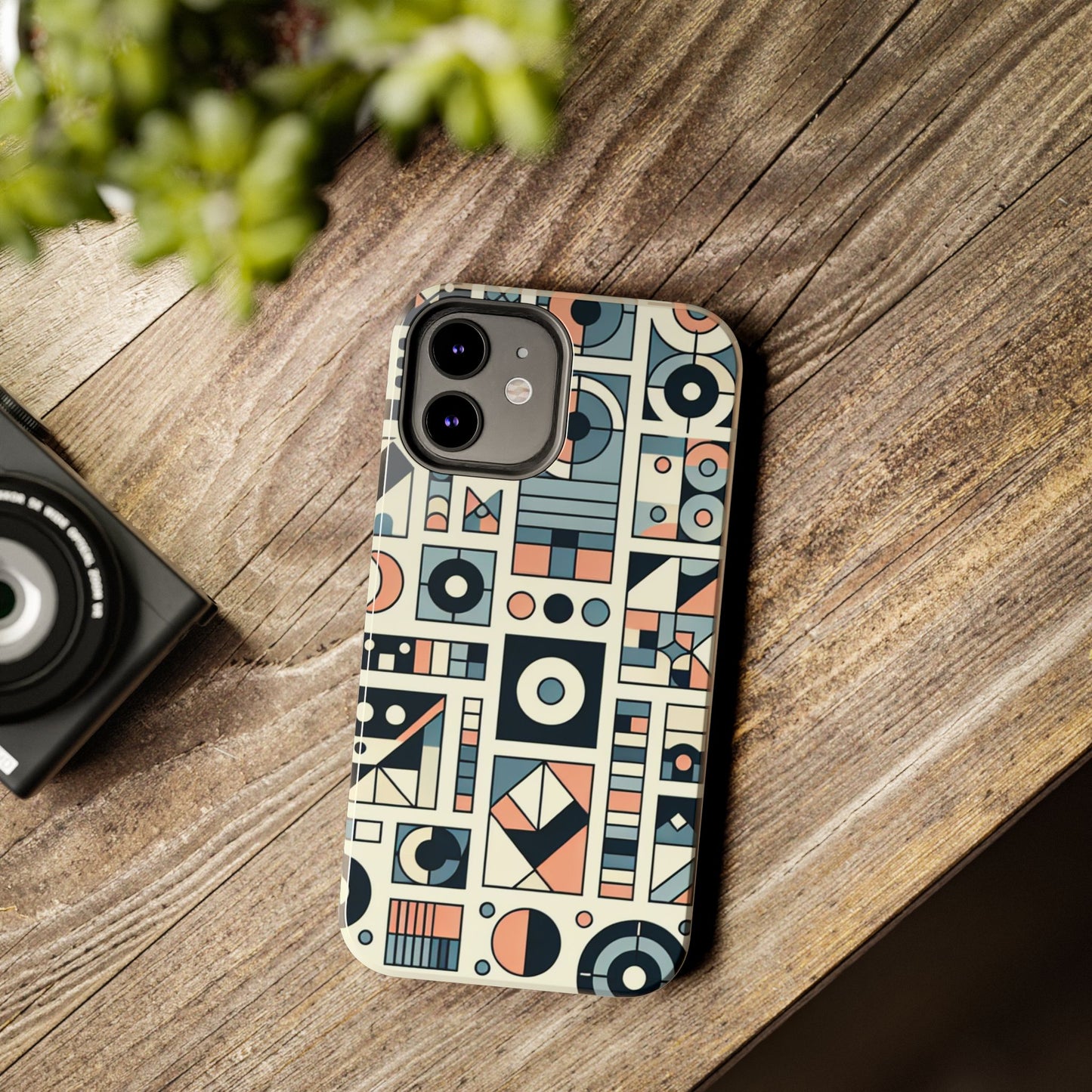Geometric Print Tough Phone Case for iPhone 16 15 14 13 12 11 X 8 7 Samsung Galaxy S24 S23 S22 S21