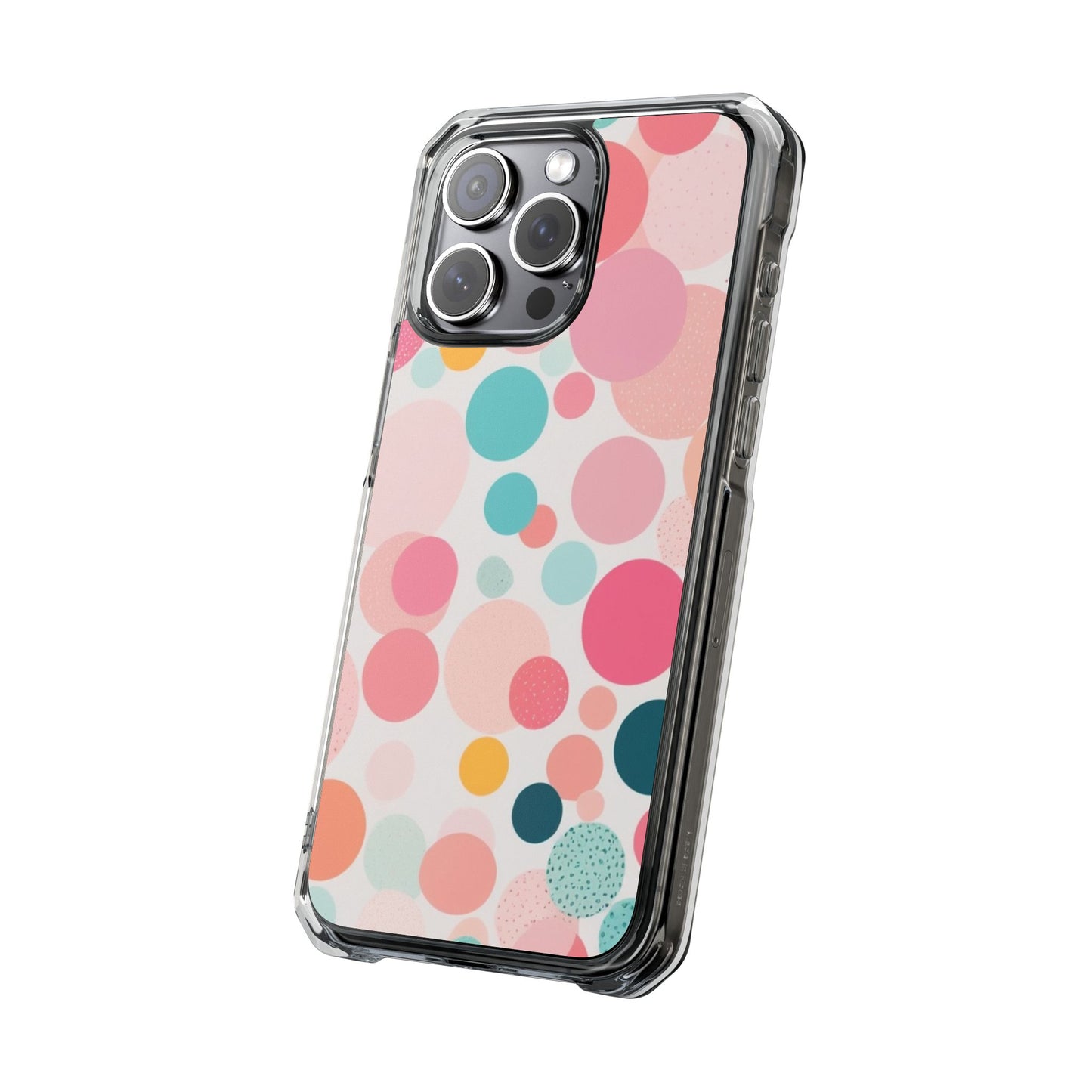 Colorful Polka Dot Magnetic Clear Impact Case for iPhone 16 15 14