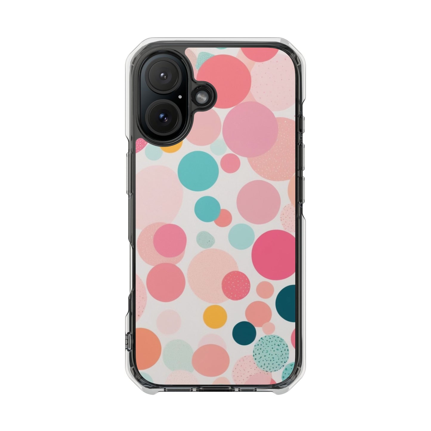 Colorful Polka Dot Magnetic Clear Impact Case for iPhone 16 15 14