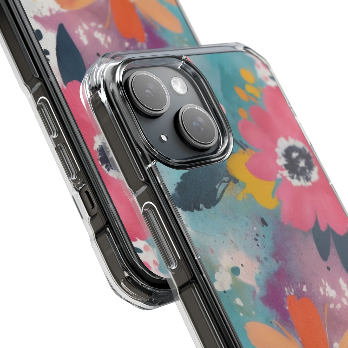 Vibrant Floral Magnetic Clear Impact Case for iPhone 16 15 14