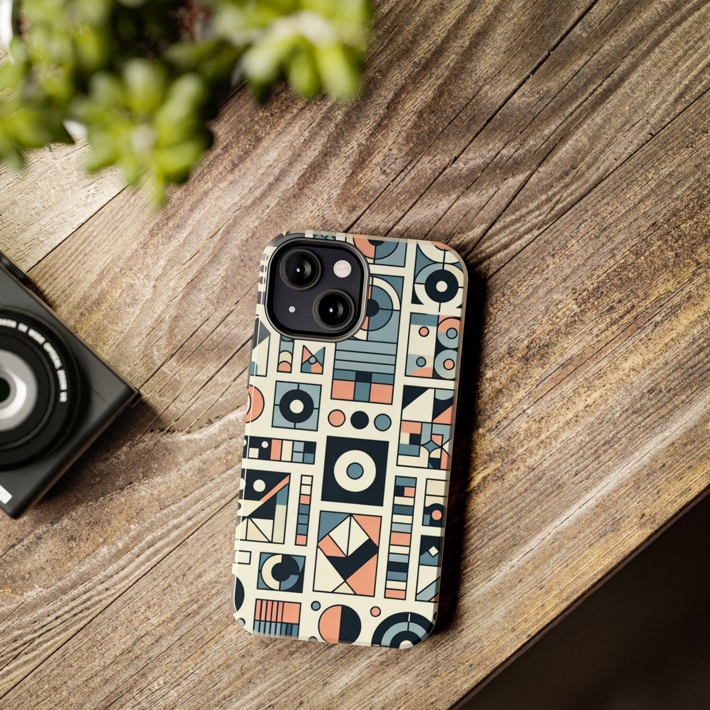 Geometric Print Tough Phone Case for iPhone 16 15 14 13 12 11 X 8 7 Samsung Galaxy S24 S23 S22 S21