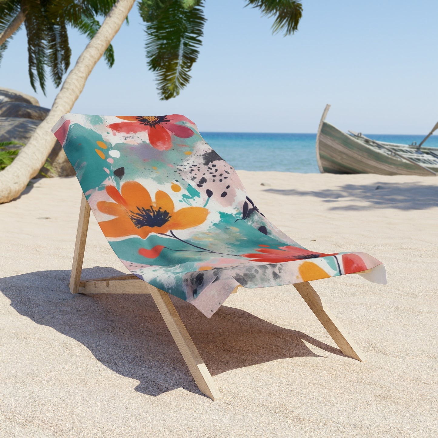 Floral Watercolor Design Beach Towel