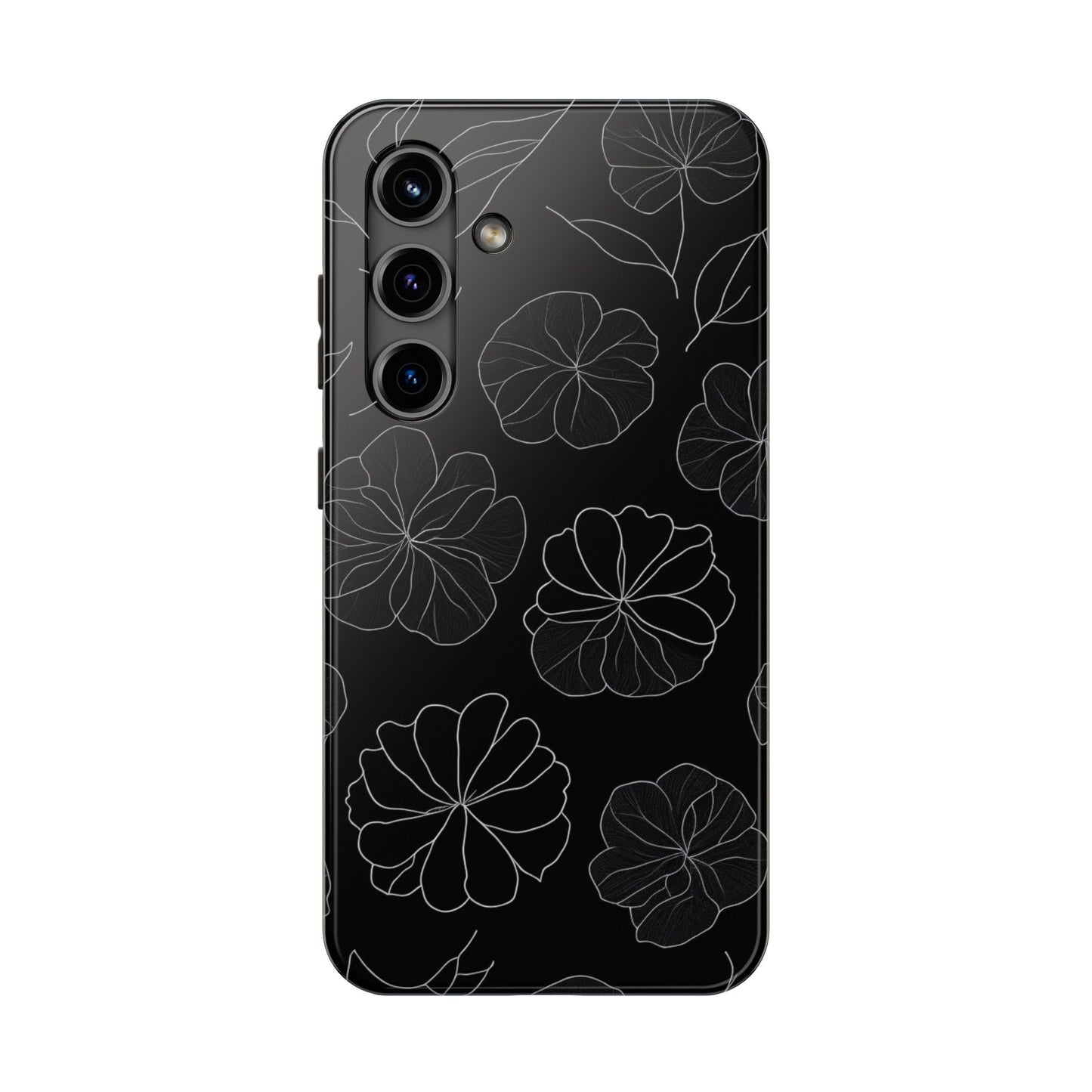 Black Floral Tough Phone Case