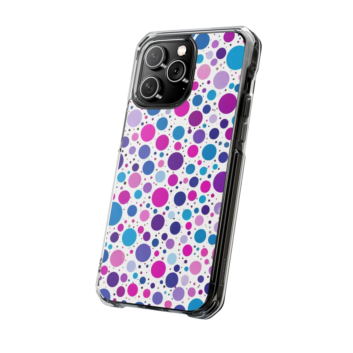 Polka Dot Design Magnetic Clear Impact Case for iPhone 16 15 14