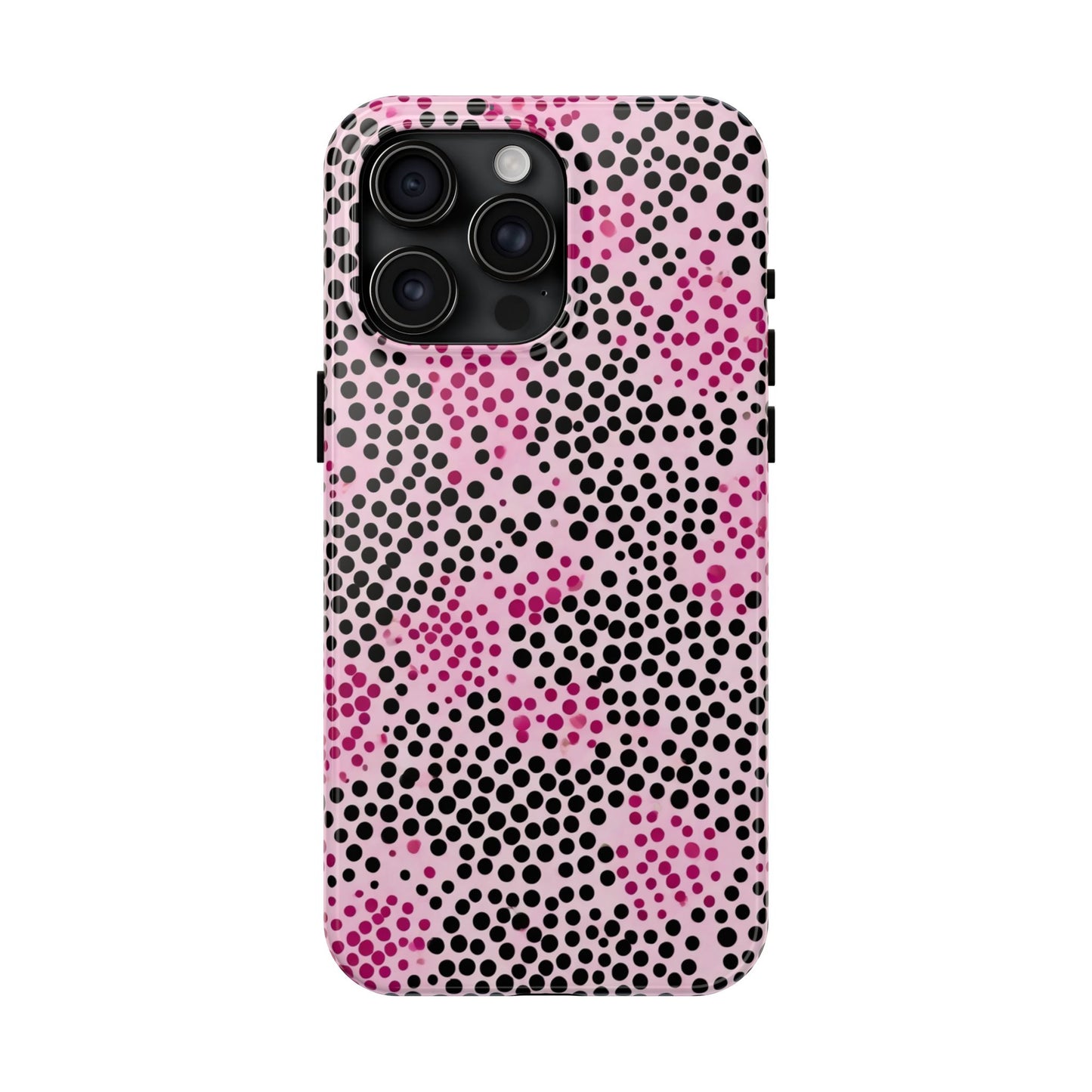 Pink and Black Dot Design Tough Phone Case